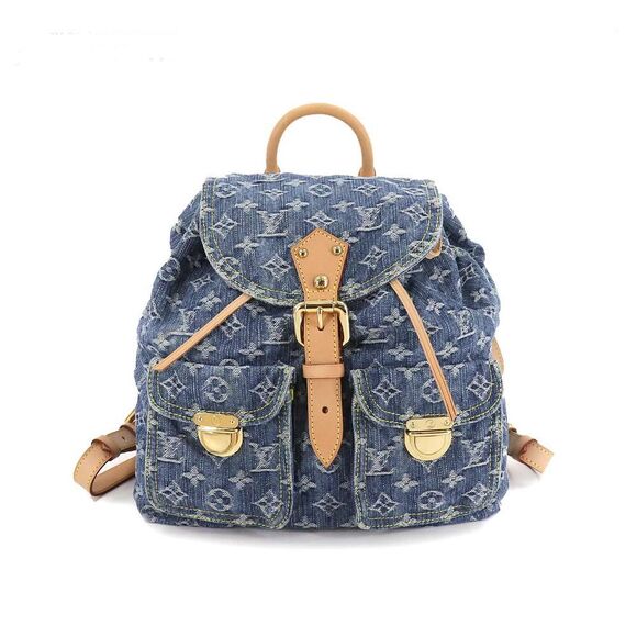 Louis Vuitton Monogram Denim Sac GM Backpack Rucksack Blue - Picture 1 of 10